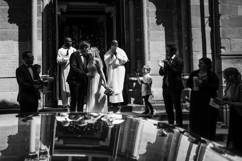 Empfang Hochzeitspaar vor der Kirche in Münster